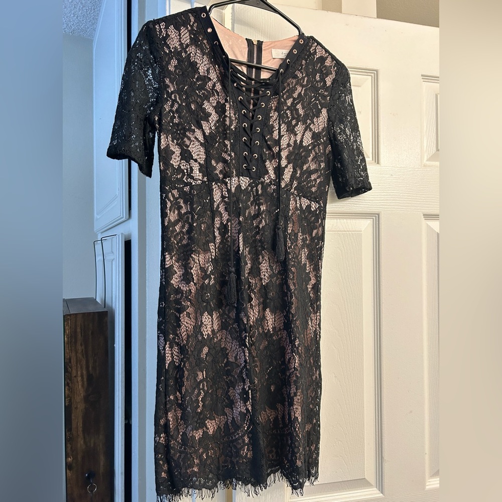 Black lace mini dress
